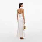 Cream Linen Blend Satin Midi Dress