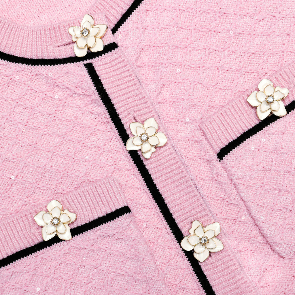 Pink Flower Knit Top