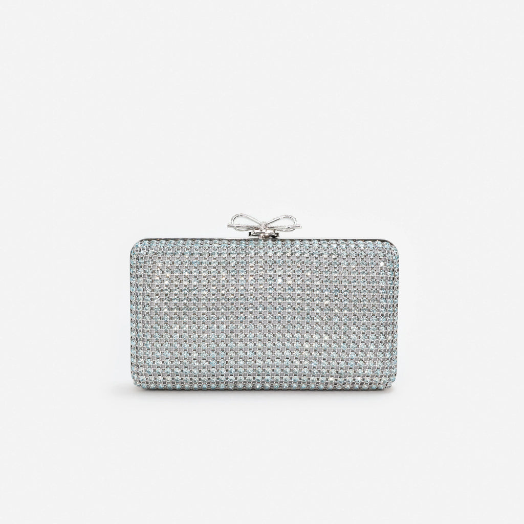 Blue Crystal Chainmail Clutch Bag