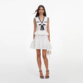 White Peplum Pointelle Knit Mini Dress