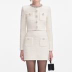 Cream Textured Knit Cardigan