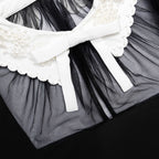 Black Crepe Bow Collar Mini Dress