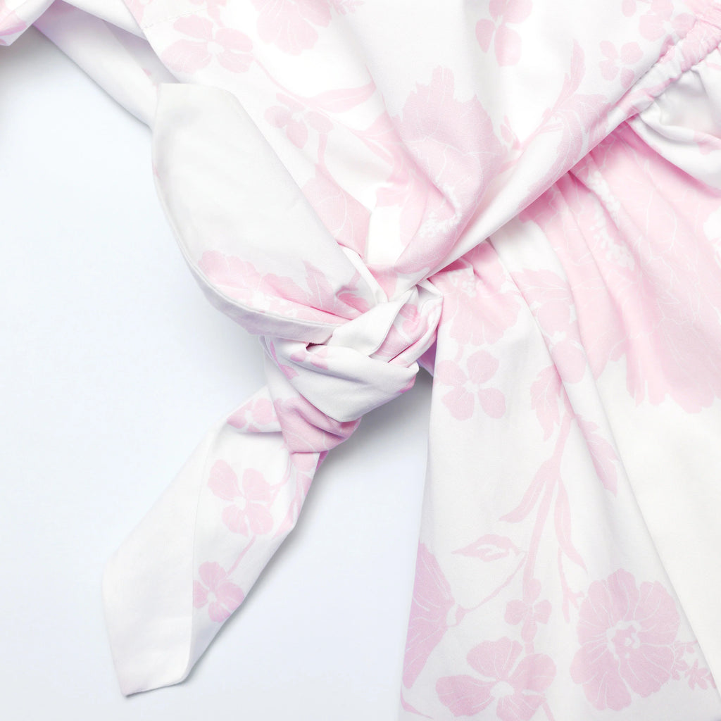 Pink Floral Cotton Drape Mini Dress
