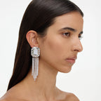 Silver Crystal Droplet Earrings