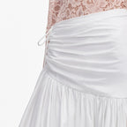 White Cotton Asymmetric Midi Skirt
