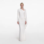 White Jersey Drape Maxi Dress
