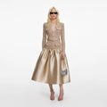 Gold Knit Taffeta Midi Dress