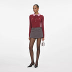 Burgundy Pink Contrast Collar Knit Top
