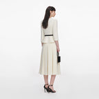 Cream 3D Flower Tailored Midi Dress