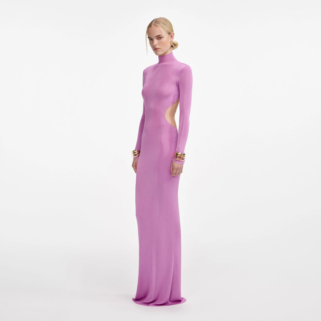 Pink Viscose Knit Maxi Dress