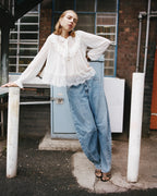 White Georgette Lace Blouse